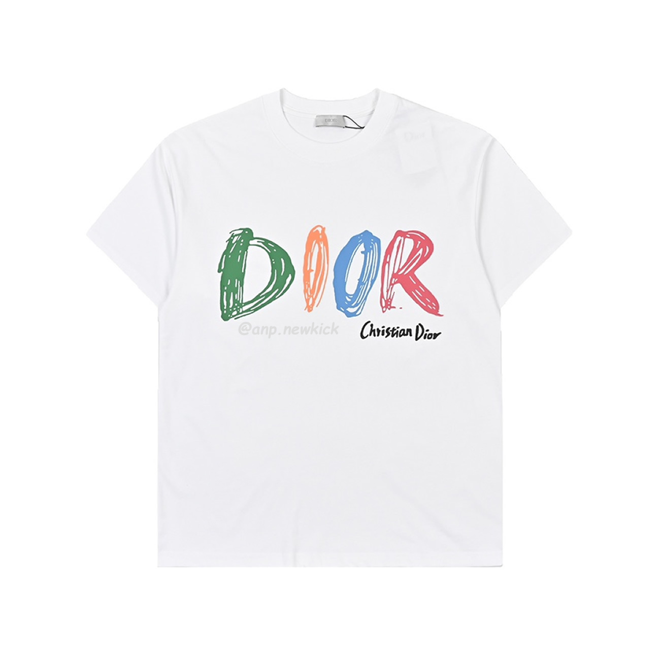 Dior Hand Drawn Logo Graffiti Inspired Short Sleeved T Shirt (4) - newkick.cc